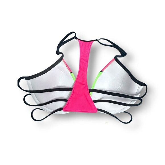 Victoria’s Secret PINK Bikini Set M Top S Bottom Neon Colorblock NWT Swimwear - Picture 7 of 15